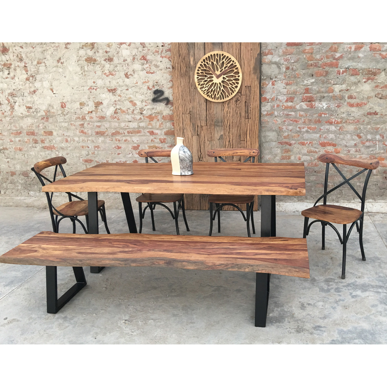 Urban Furnishings Rustic 6 Piece Dining Set Wayfair
