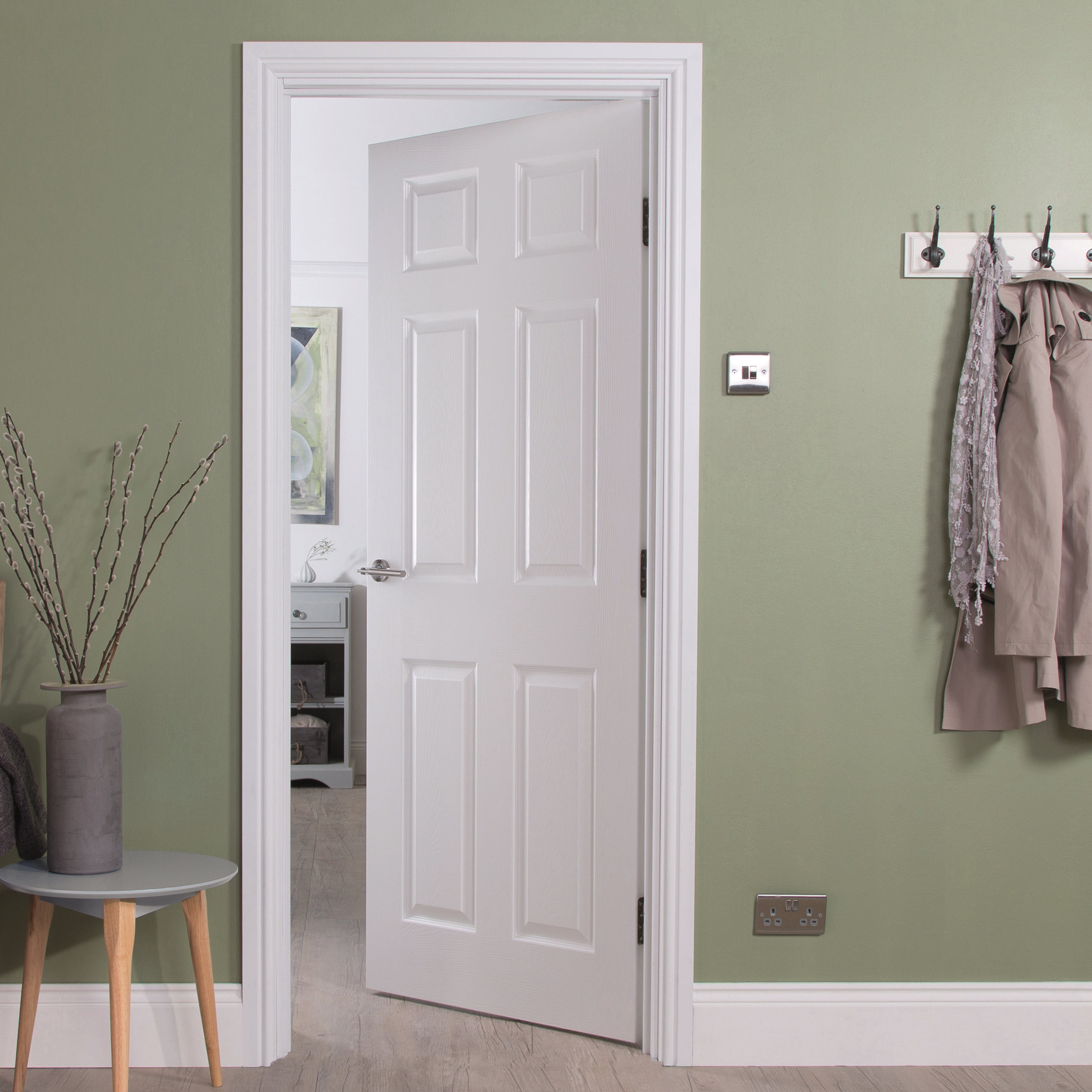 Jeld Wen Bostonian 6 Panel White Woodgrain Internal Door Wayfair UK