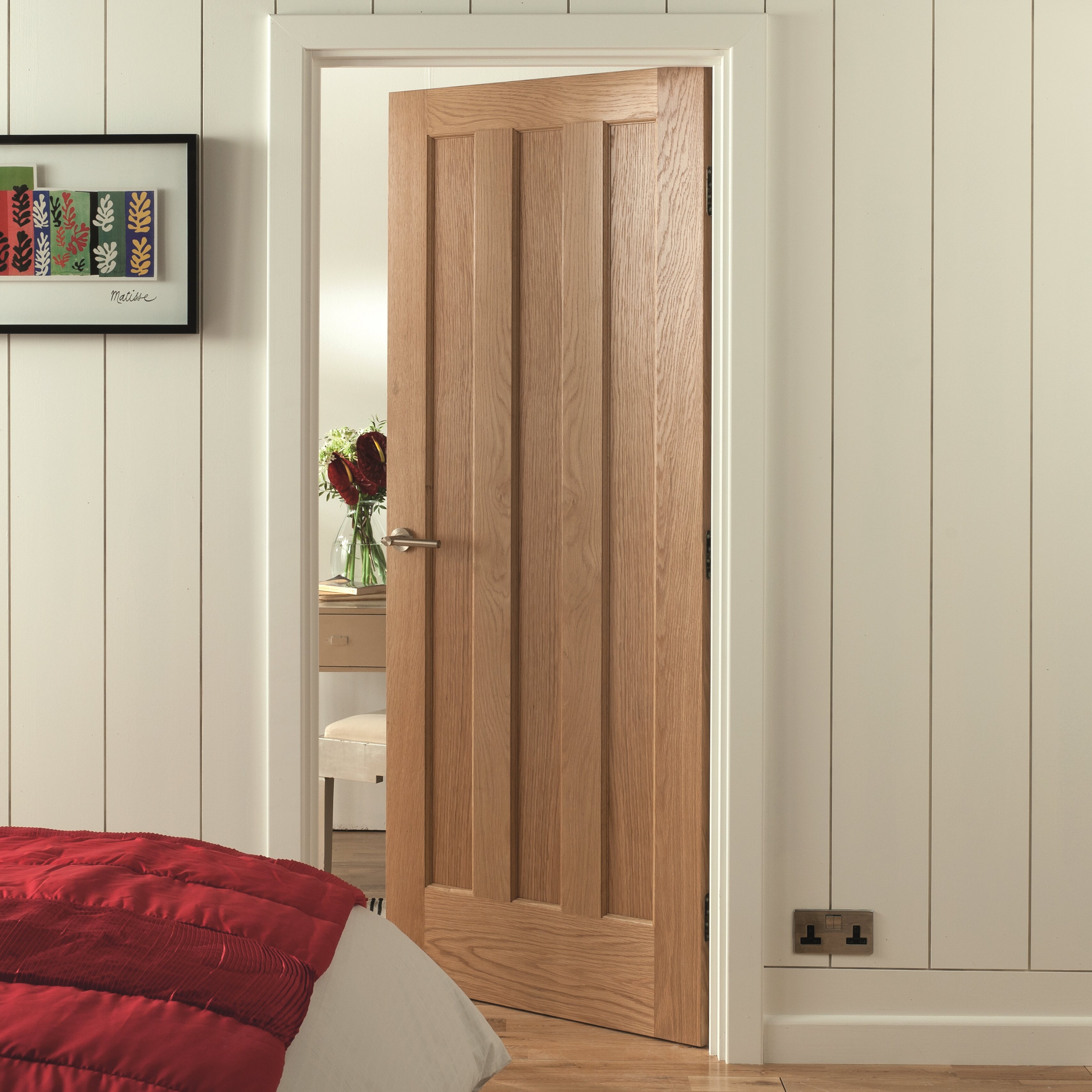 Jeld Wen Aston 3 Panel White Oak Veneer Internal Door | Wayfair.co.uk