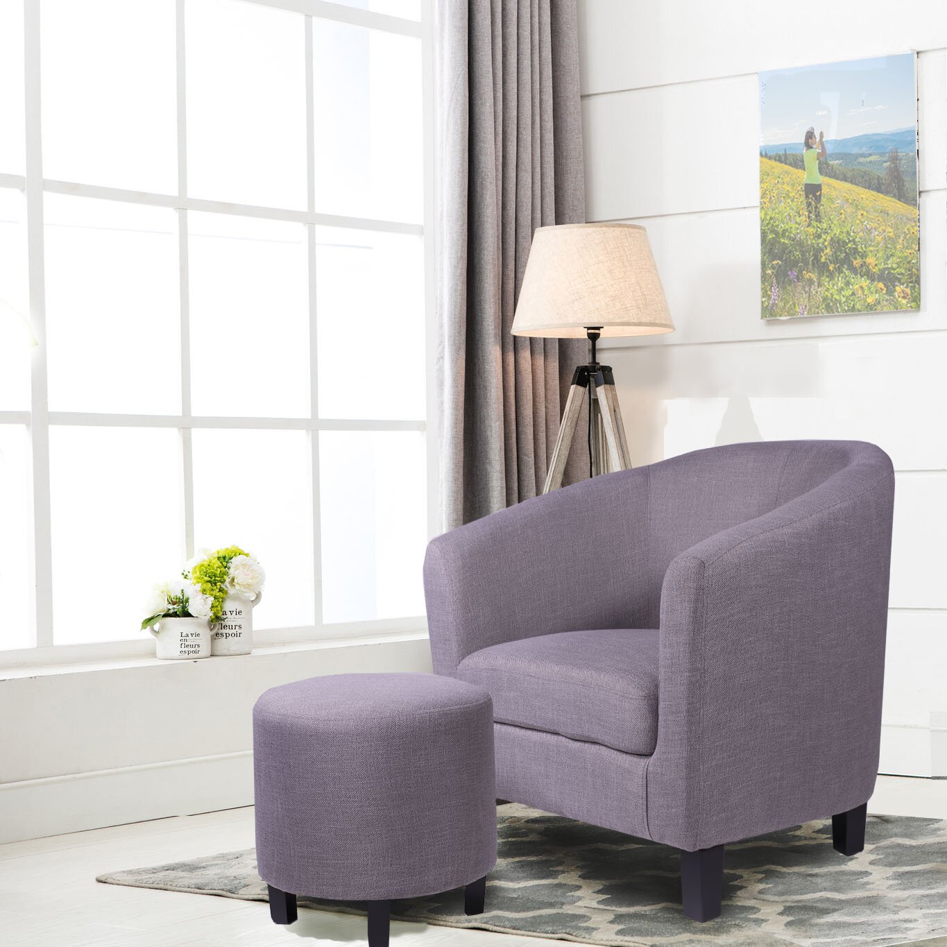 Ebern Designs Margaux Barrel Chair and Ottoman Wayfair.ca