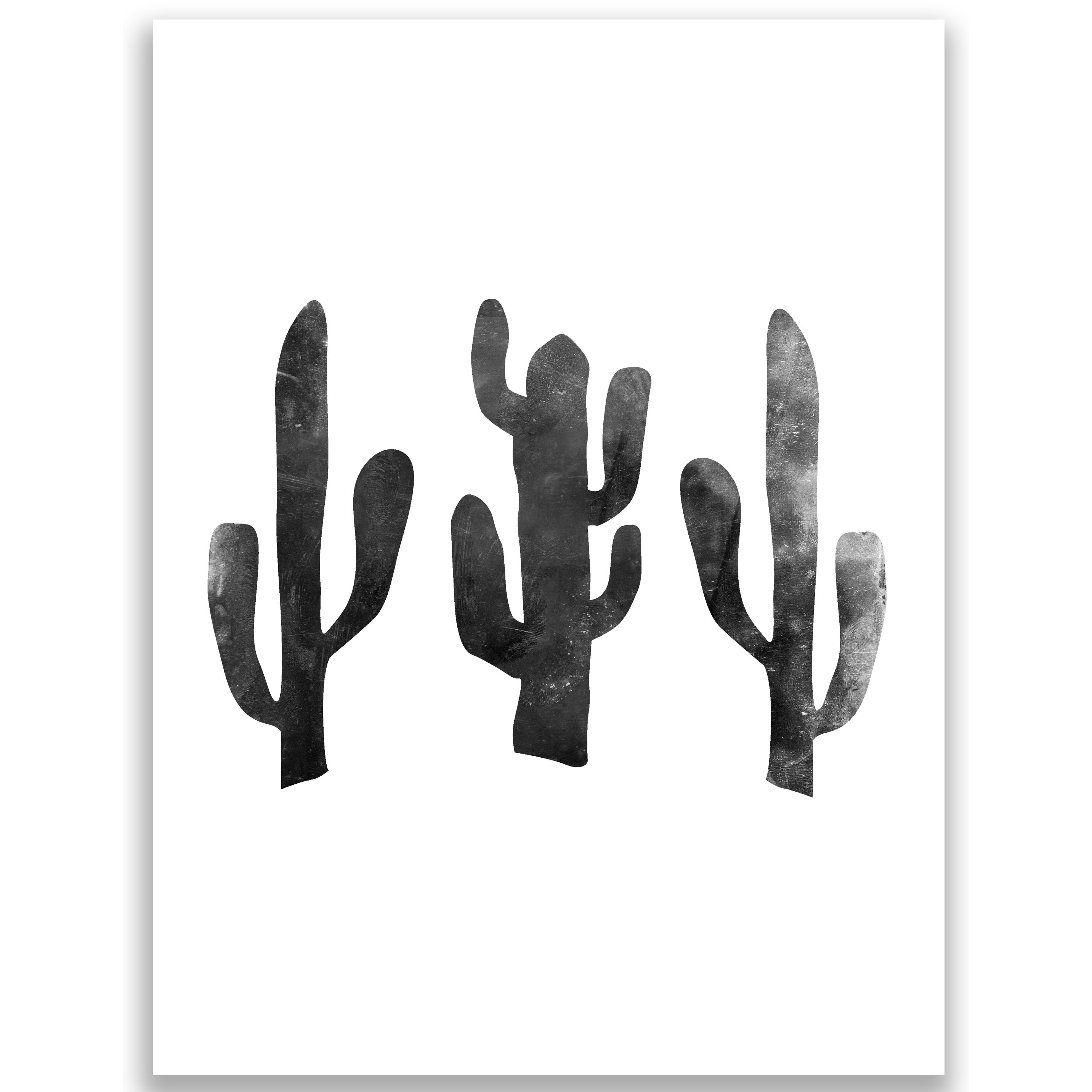 Cactus Graphic Art Print in Black and White | AllModern