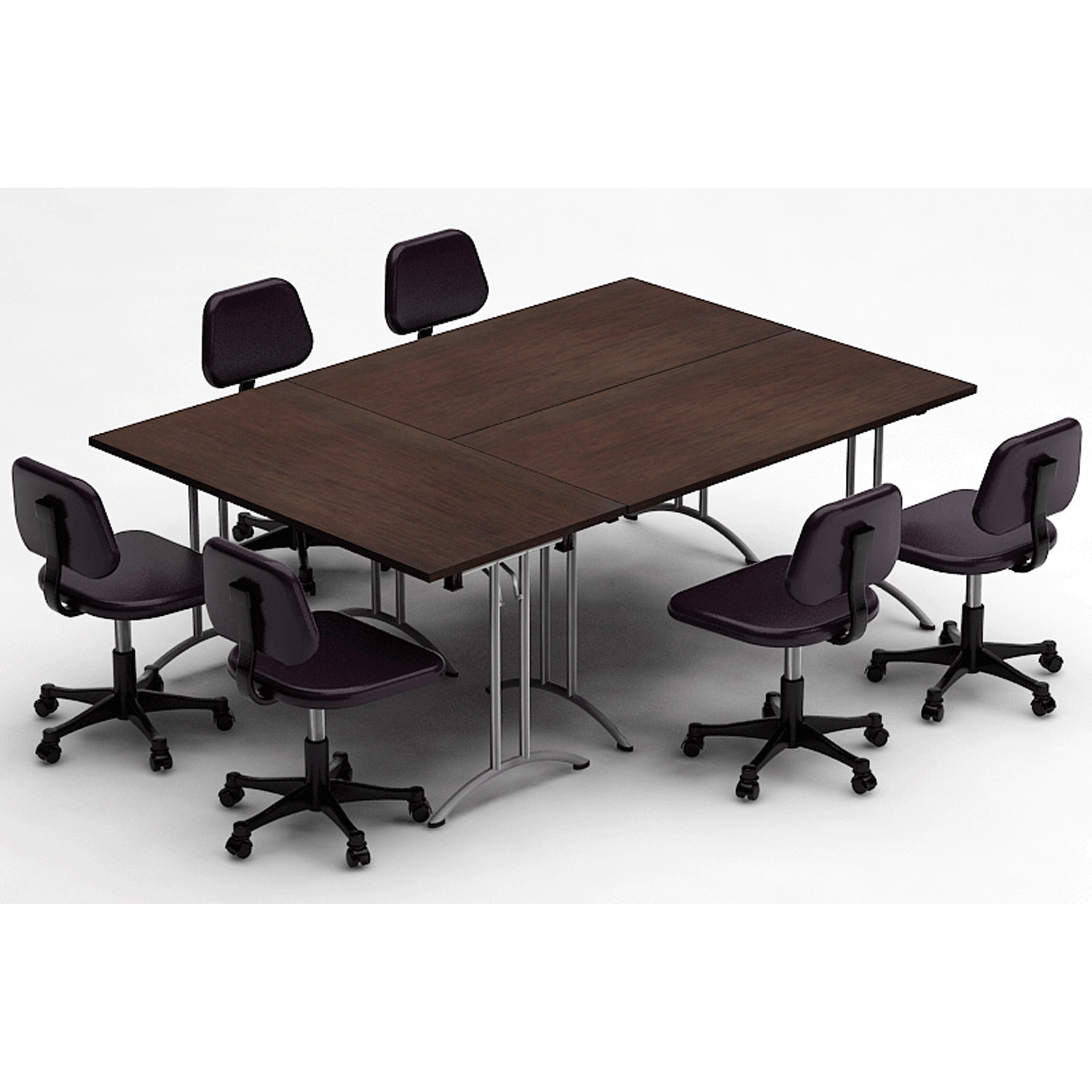 Team Tables Meeting Seminar 3 Piece Combo 7.5' Rectangular Conference ...