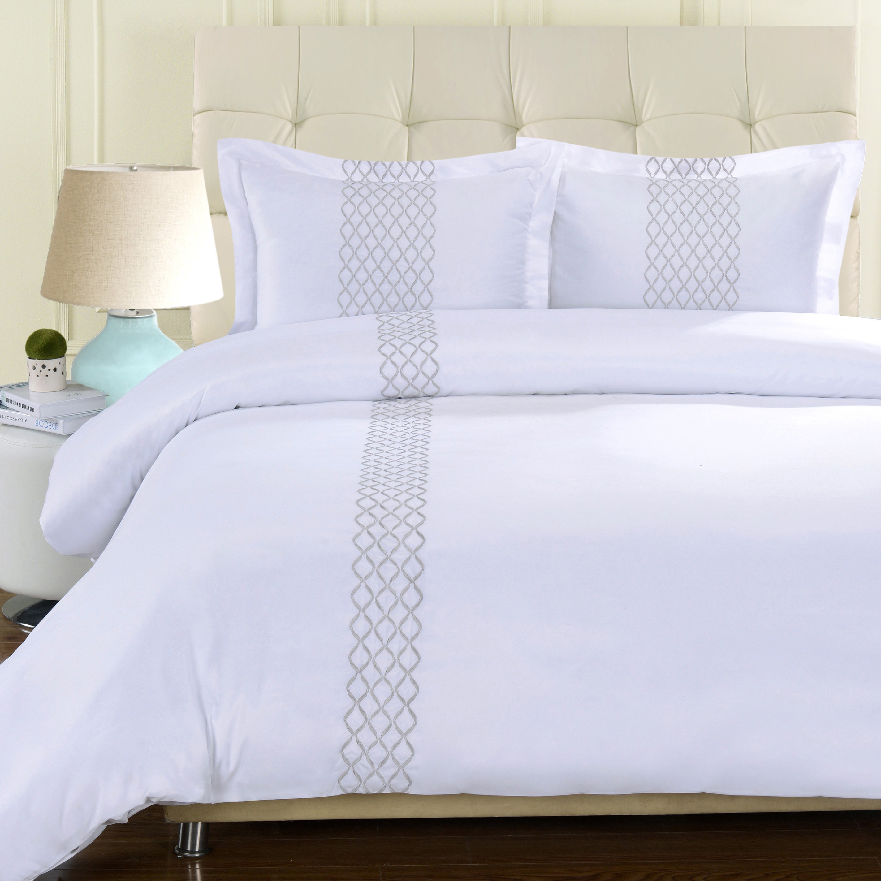 Simple Luxury Hannah Embroidered Reversible Duvet Cover Set Simple Luxury Hannah Embroidered Reversible Duvet Cover Set