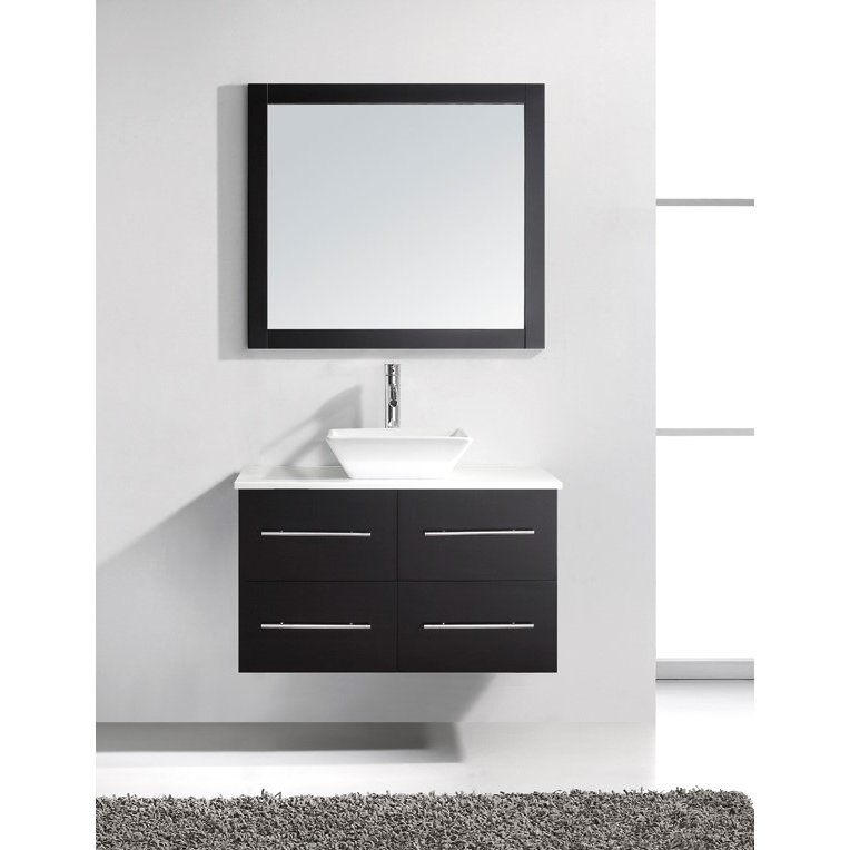 Virtu Marsala 35.4" Single Bathroom Vanity Set with White Top and