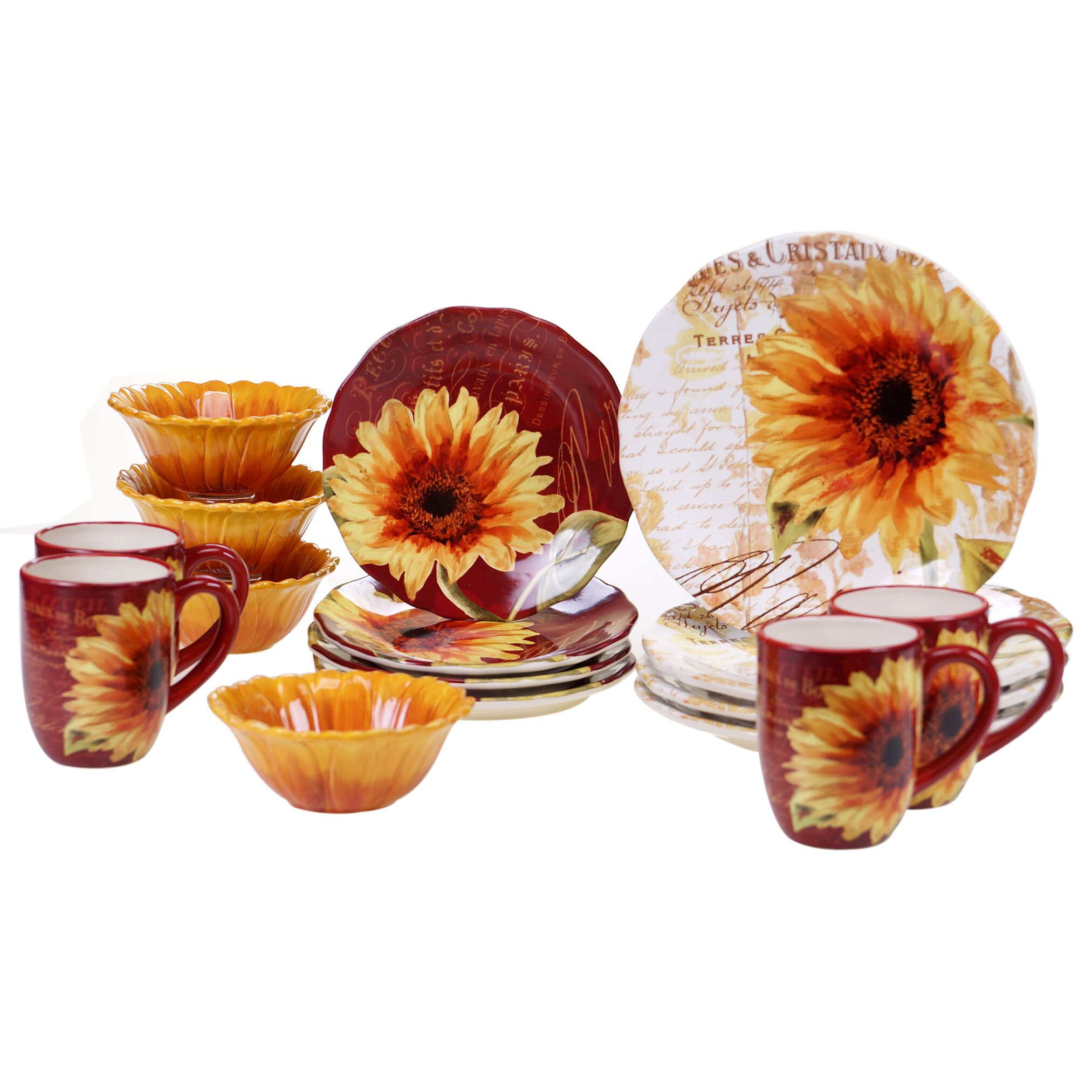 Certified International Paris Sunflower 16 Piece Dinnerware Set And Reviews Wayfair 4377