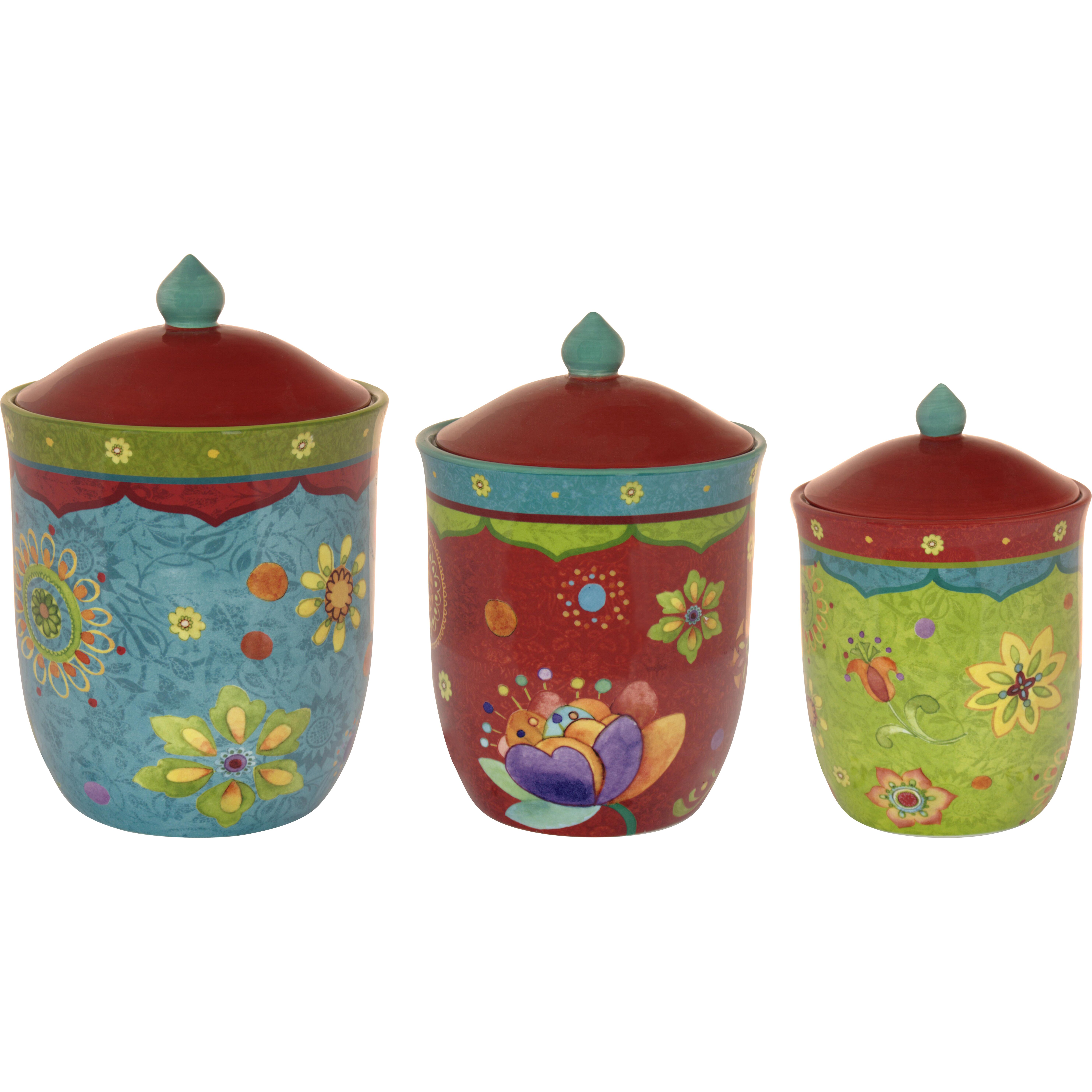 Certified International Tunisian Sunset 3 Piece Canister Set & Reviews ...