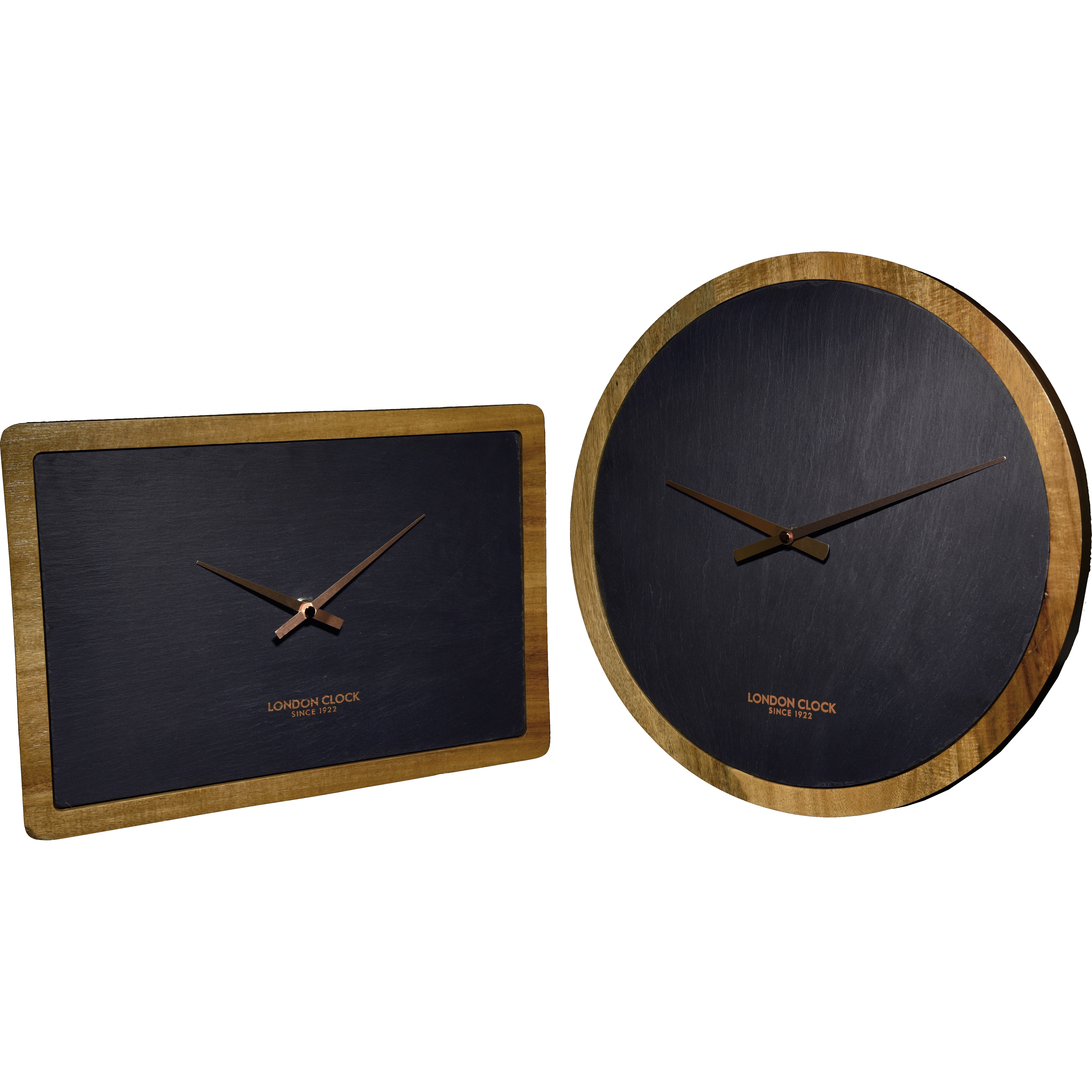 London Clock Company Urban Luxe 25cm Carbon Round and Solid Wood Small