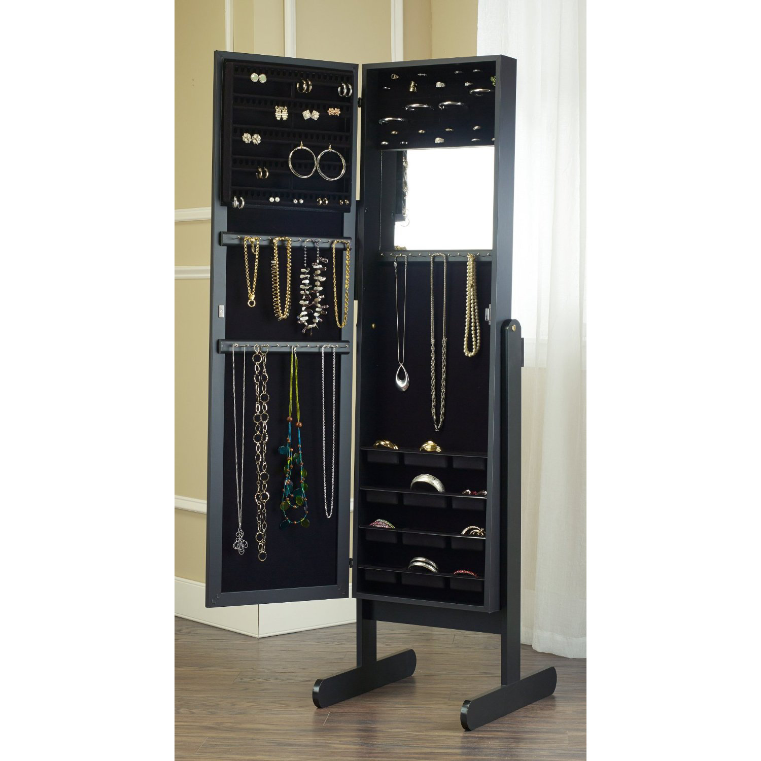 Mirrotek Lorrie Free Standing Jewelry Armoire with Mirror & Reviews