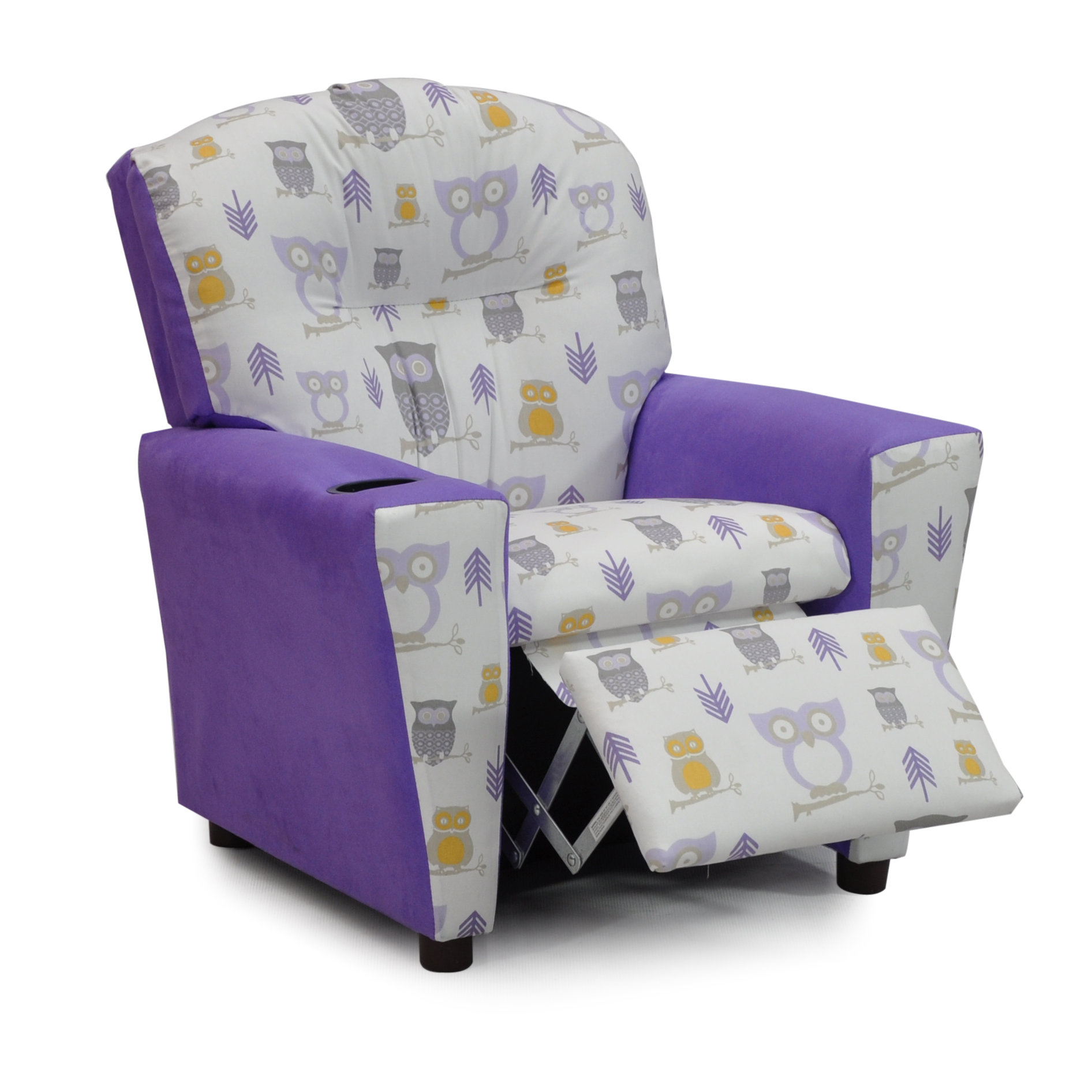 KidzWorld Mixy Kids Suede Recliner with Cup Holder and ...