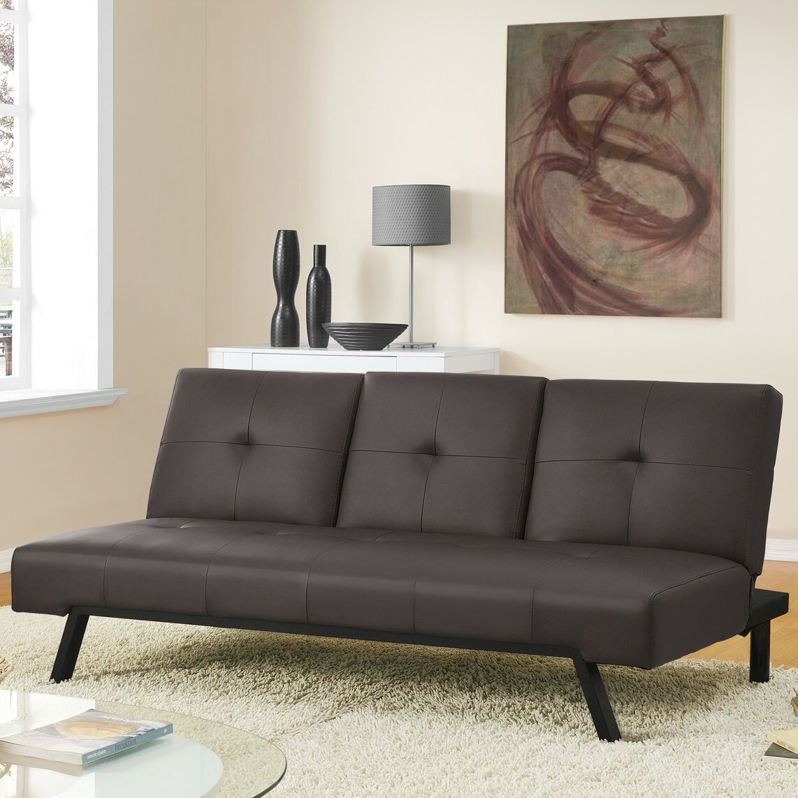 DHP Wynn Cupholder Convertible Sofa & Reviews | Wayfair - DHP Wynn Cupholder Convertible Sofa