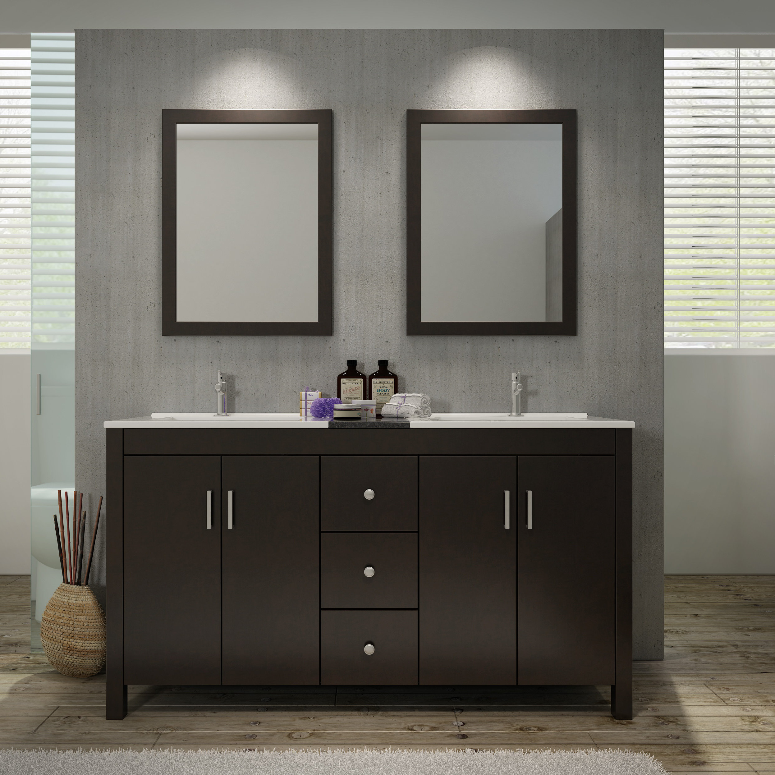 Ariel Bath Hanson 60" Double Bathroom Vanity Set with Mirror & Reviews
