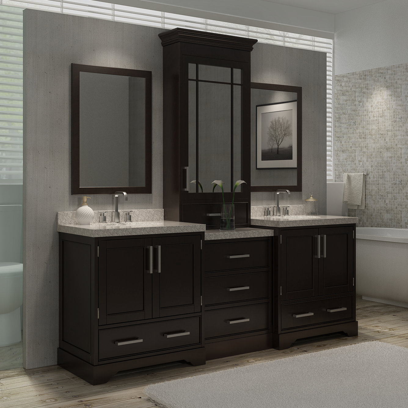 Ariel Bath Stafford 85" Double Sink Vanity Set with Mirror & Reviews