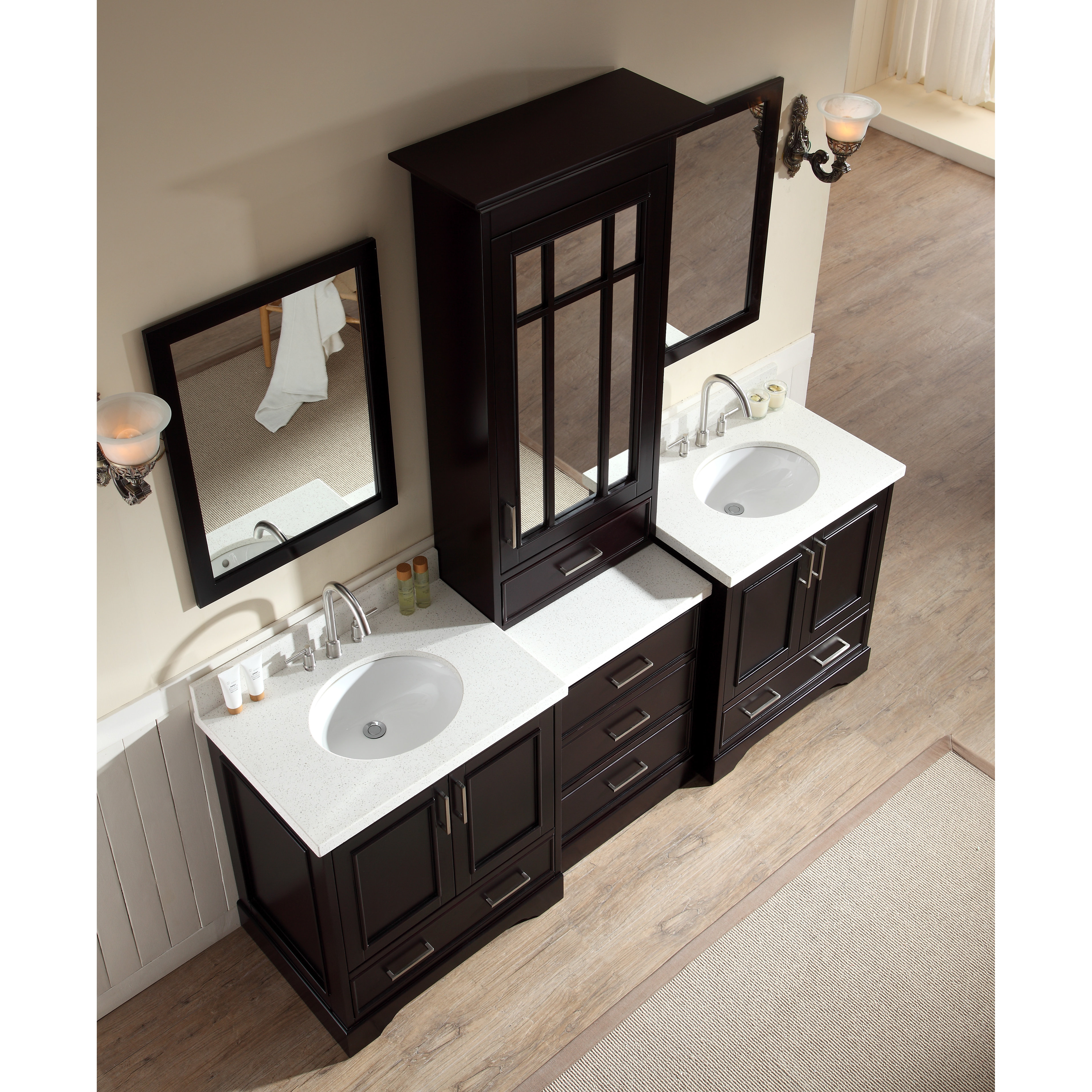 Ariel Bath Stafford 85" Double Sink Vanity Set with Mirror & Reviews