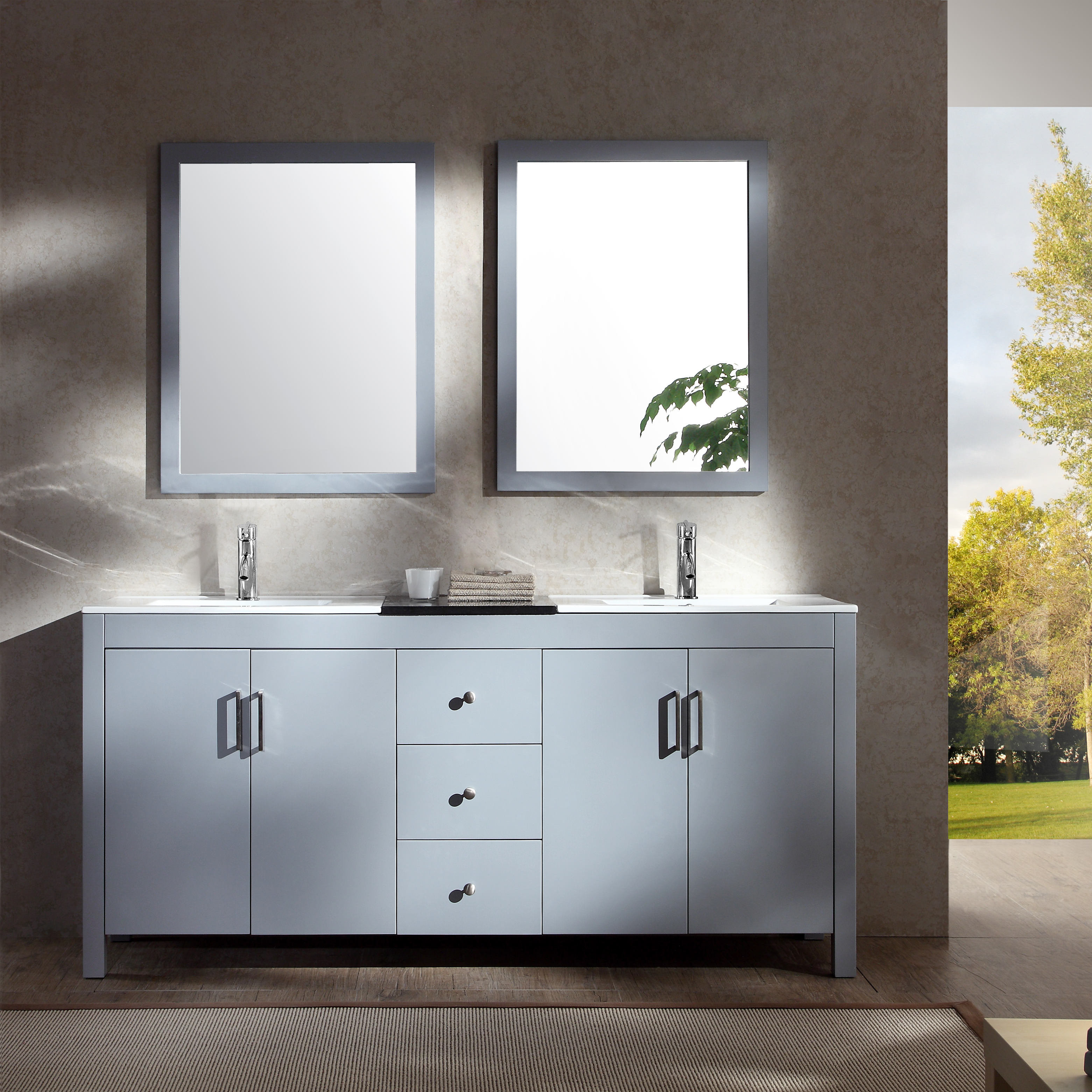 Ariel Bath Hanson 72 Double Bathroom Vanity Set With Mirror Ariel Bath Hanson 72 Quot Double Bathroom Vanity Set With Mirror
