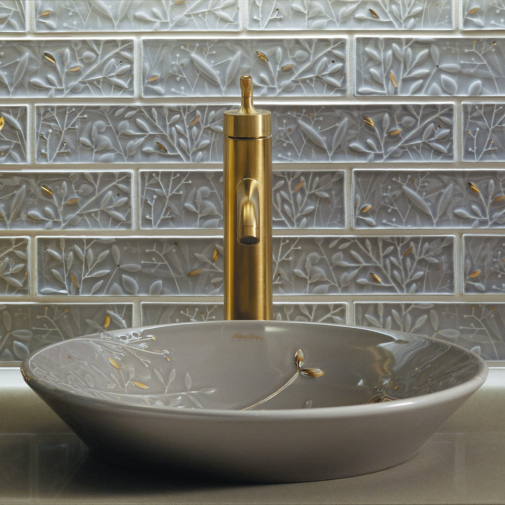 Kohler Gilded Meadow Design On Conical Bell Vessel AboveCounter