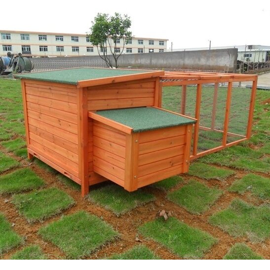  Wood Chicken Coop Rabbit Hen House Nest Huge Run Backyard Poultry Cage