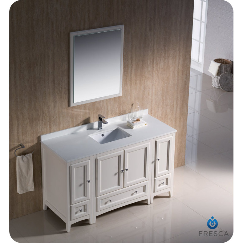 51 55 Bathroom Vanities You Ll Love Wayfair Oxford 54 Single Traditional Bathroom Vanity Set With Mirror