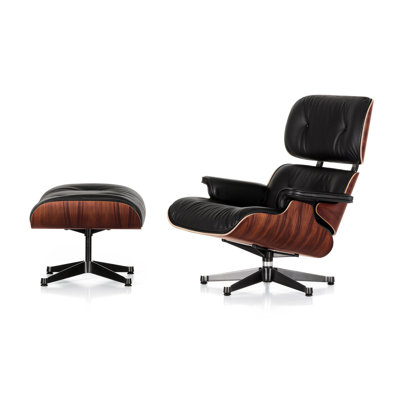 100% Full Grain Aniline Leather Premium Mid Century Lounge Chair And Ottoman Replica