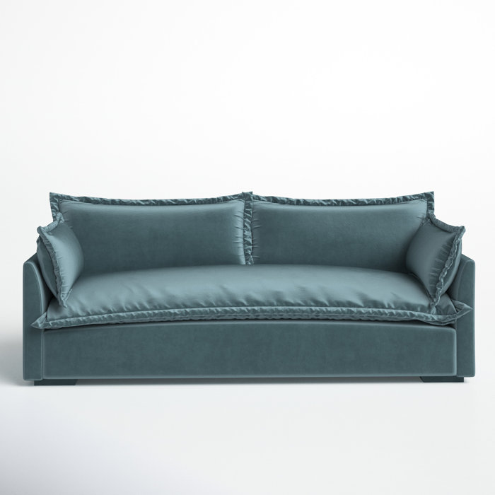 Joss and Main Lewter 84.3" Velvet Square Arm Sofa with Reversible Cushions