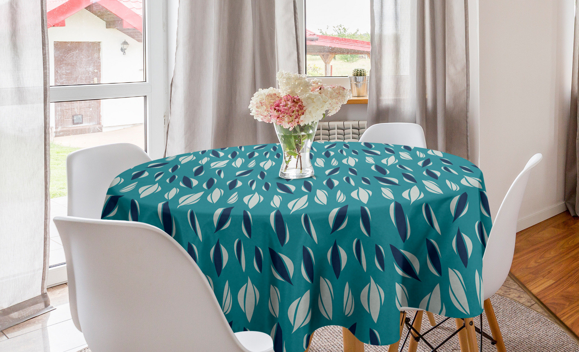 Round Table Cloth "Peacock Mandala" Blue/Red FREE SHIPPING 72" dia 