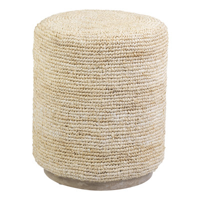 Hayes 15.7" Wide Raffia Round Standard Ottoman by Joss and Main