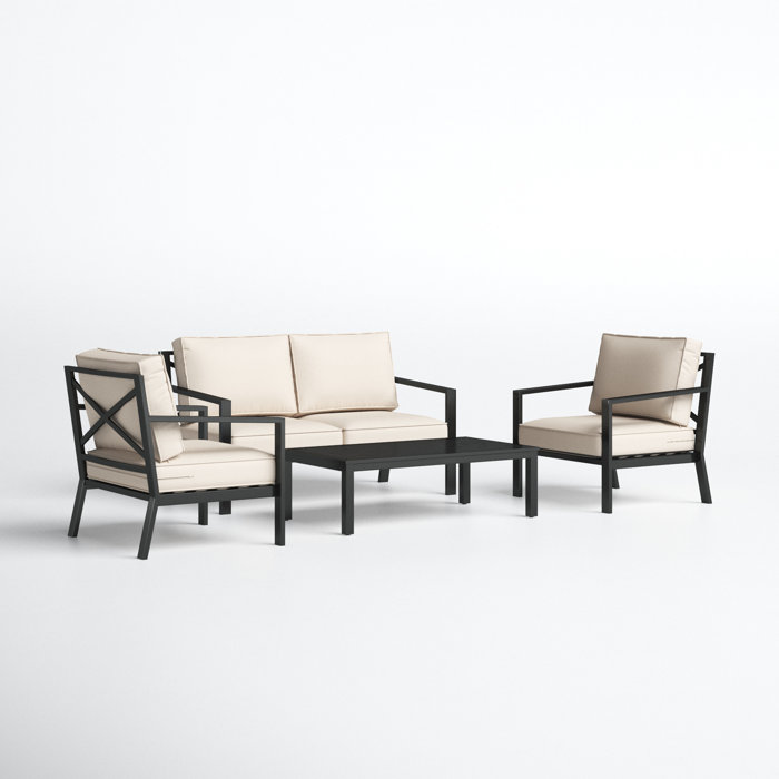 Joss and Main Sebastian 4 Piece Seating Group with Cushions
