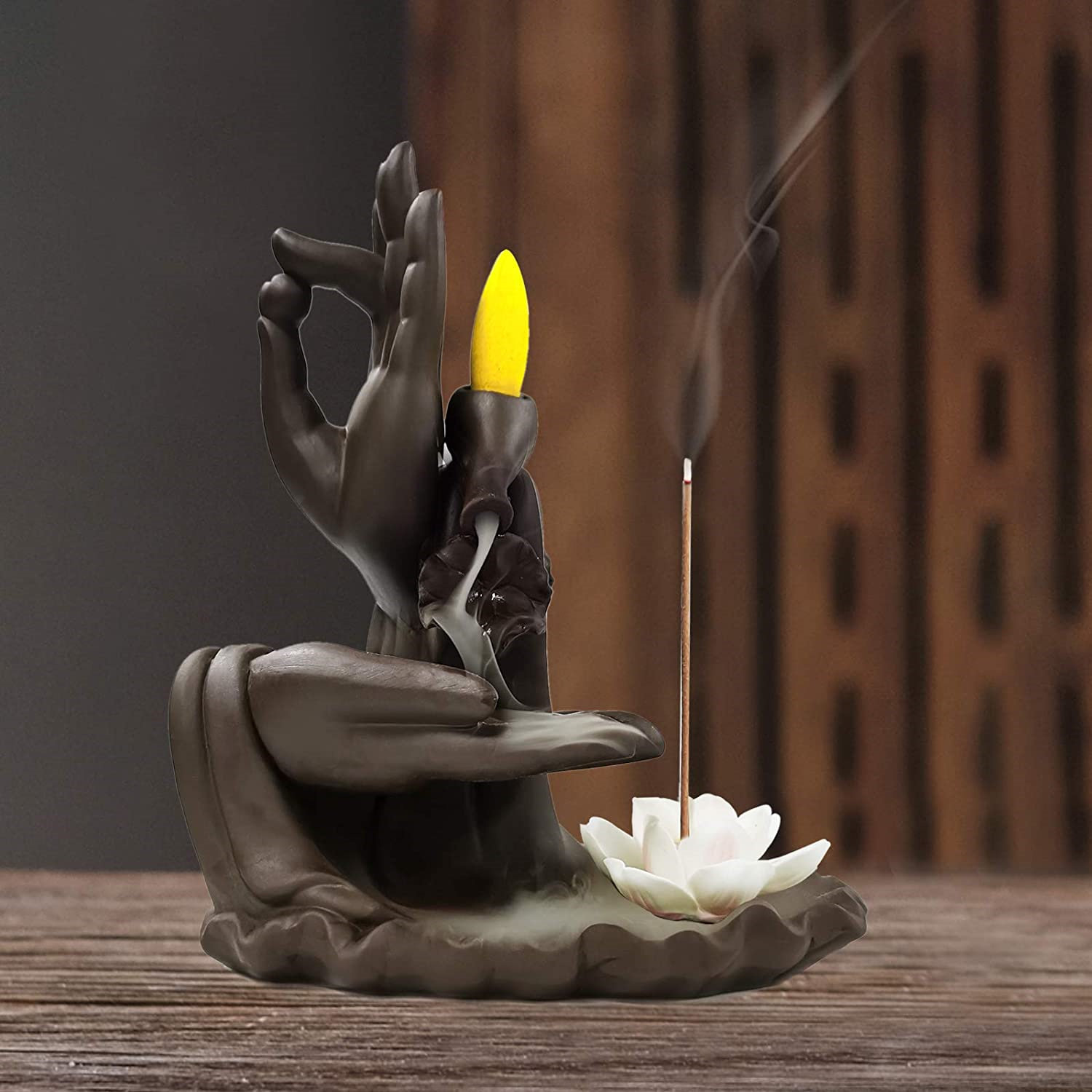Ceramic Incense Burner Backflow Cones Sticks Holder Porcelain Lotus Censer Style 1 Dreamys + 10 Cone Incense Free 