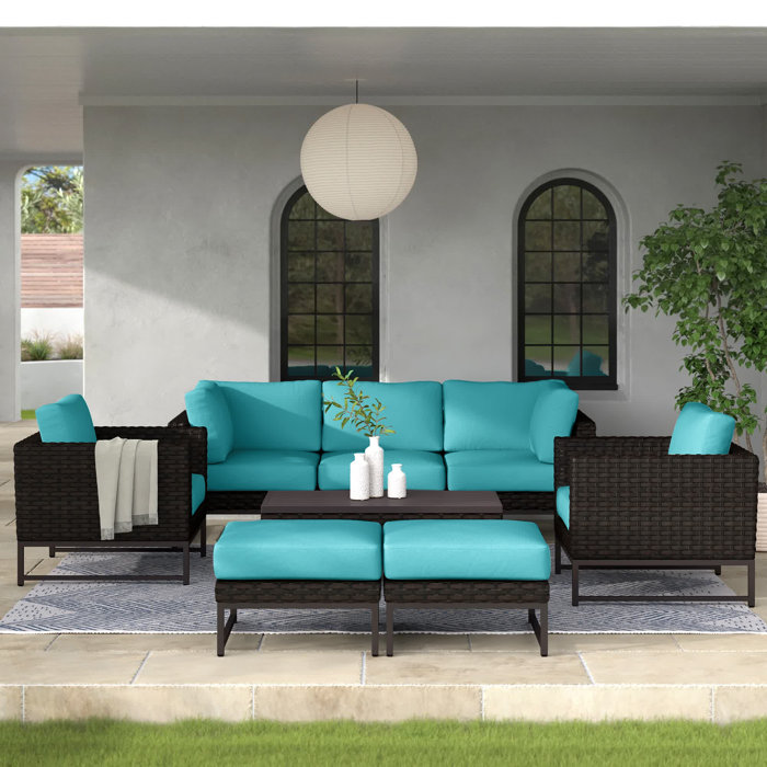 Joss and Main 8 Piece Rattan Sofa Seating Group with Cushions
