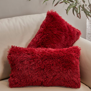red fuzzy pillow