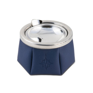 Spinning Ashtray with Lid Push Down Stainless Steel Ash Tray with for Indoor or Outdoor Use Navy Style White 