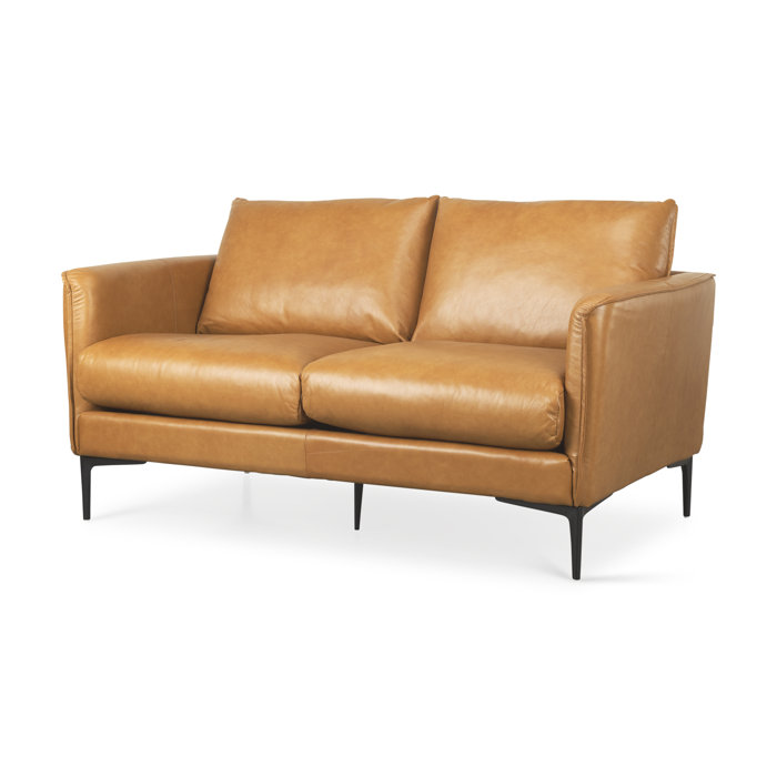 Mercana Lake Como 85.8L X 36.6W X 32.3H Tan Leather Three Seater Sofa