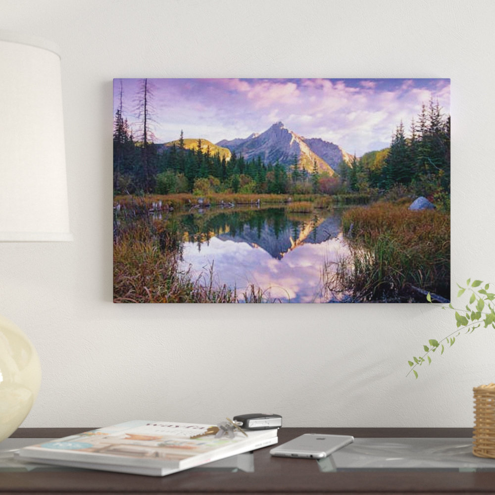 Mount Shukshon Lake Snow Trees Summer Wall Picture Gold Framed Art Print