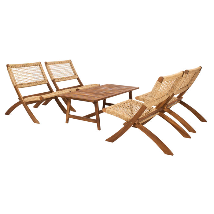 Joss and Main Pelfrey 5 Piece Rattan Multiple Chairs Seating Group