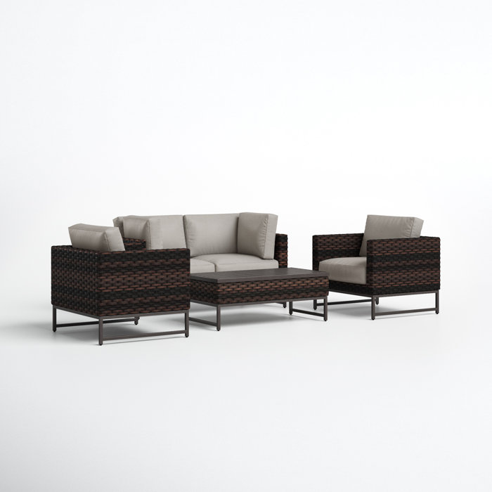 Joss and Main 4 Piece Sectional Seating Group with Cushions