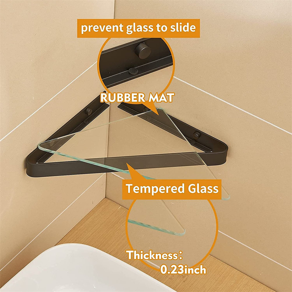 GuangMing Shower Caddy Corner Shelf, Triangular Tempered Glass Corner