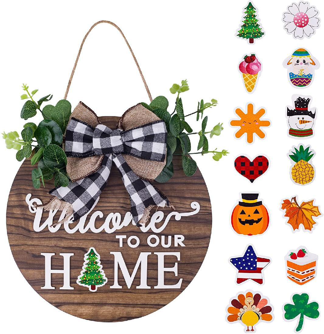 Easter Spring Flower Wreath Ornaments Colorful Spring Home Hanging Decor at Indoor Outdoor|Easter Decorating Kit for Home,Classroom Restaurant,Farmhouse,Door,Yard. 