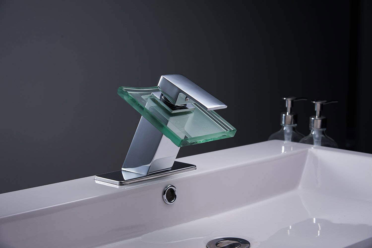 Modern Bathroom Waterfall Spout Mono Basin Sink Mixer Tap Modern Chrome Lever 