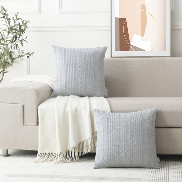 grey knit throw pillow