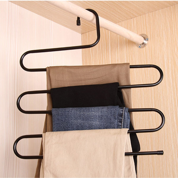 Pants Hanging Hanger Trousers Clothes 5 Layers Neat S-Shape Multilayer Towel Lot