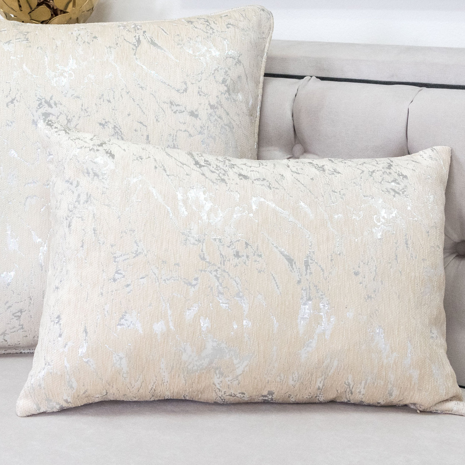 white chenille pillow