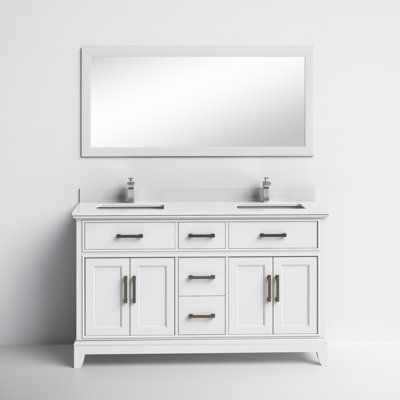 Blevens 60" Double Bathroom Vanity Set with Mirror by Joss and Main