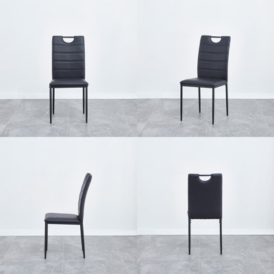 (Set Of 4) PU Leather Dining Chairs Modern Simple Curve Design by Latitude Run