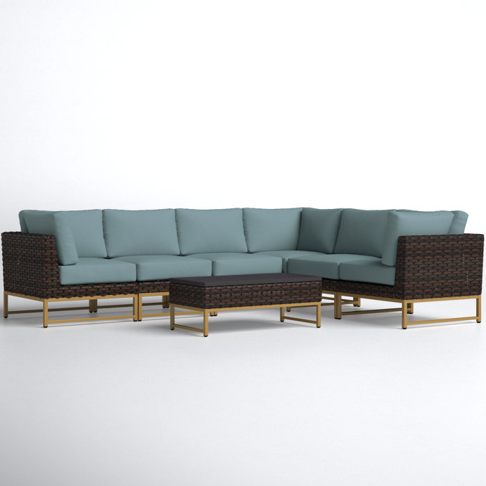 Joss and Main 7 Piece Sectional Seating Group with Cushions