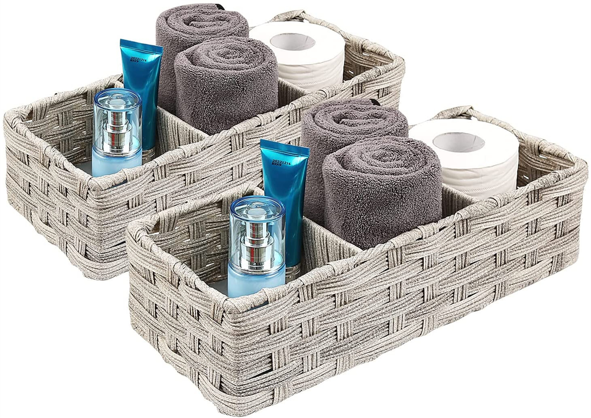 Gracie Oaks Toilet Paper Basket 3 Section Compartments Storage Basket