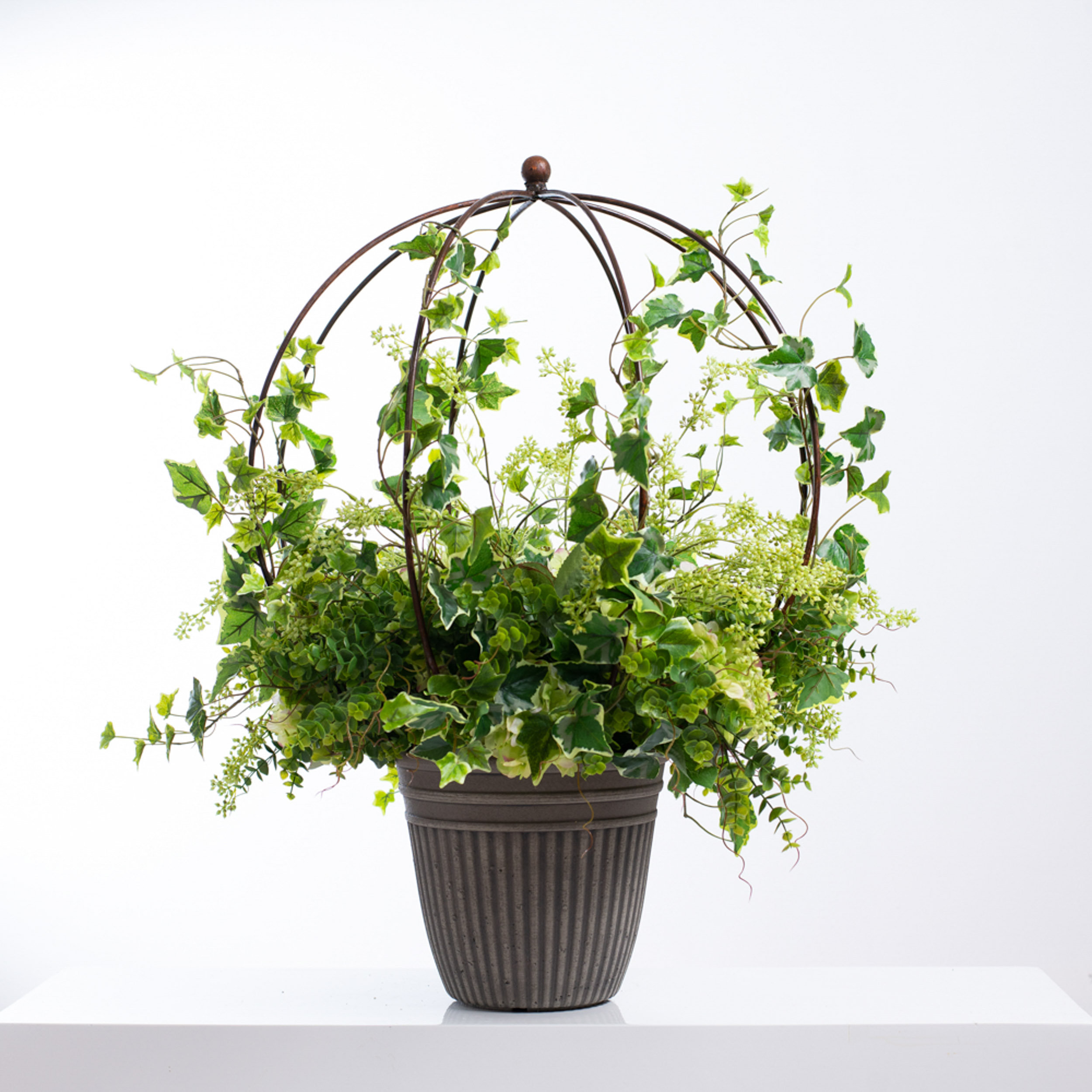 Darbycreektrading Green Hydrangea English Ivy Artificial Potted Urn Filler With Metal Orb Trellis Wayfair