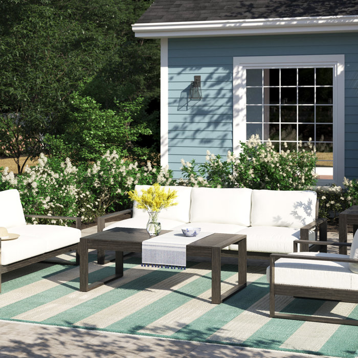 Joss and Main Rylee Patio 5 Piece Sofa Seating Group with Sunbrella Cushions