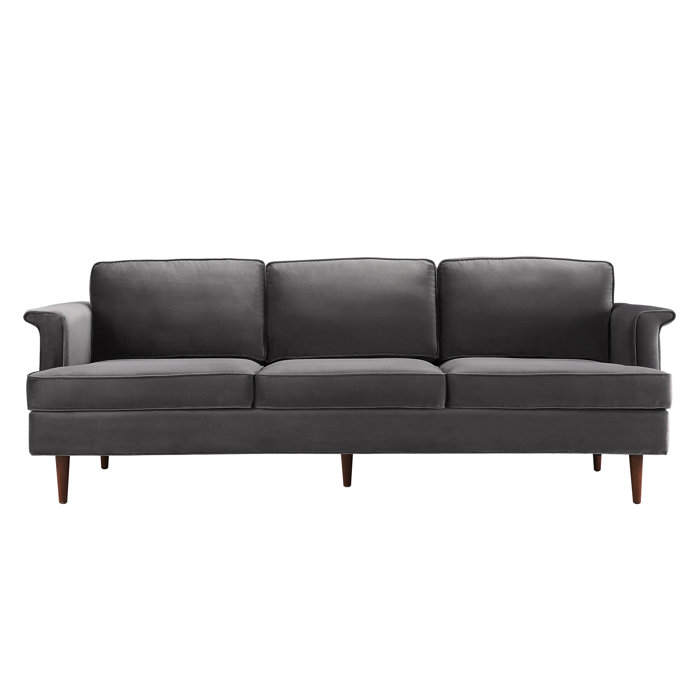 Joss and Main Steffen 87.4" Wide Velvet Rolled Arm Sofa