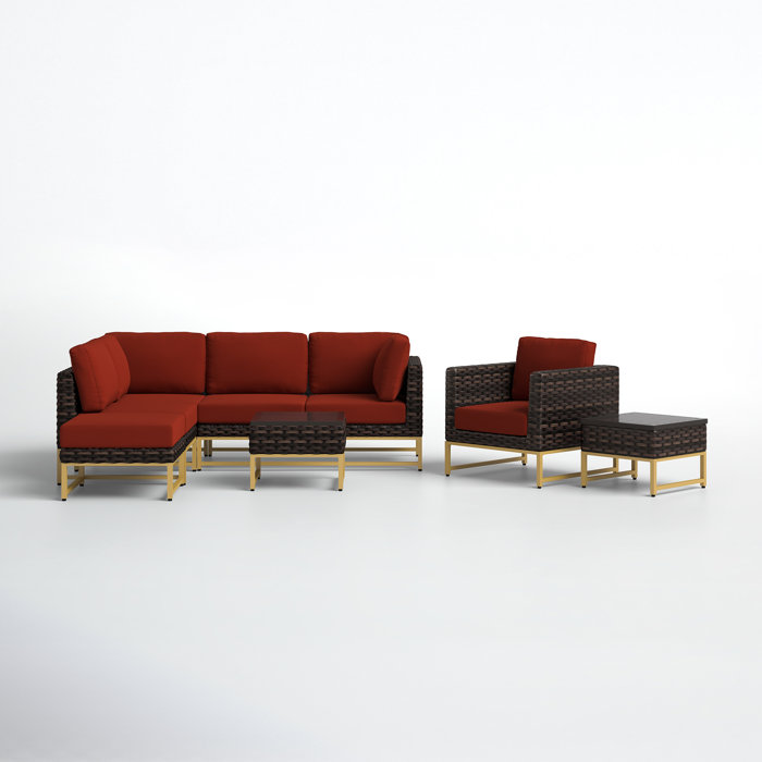 Joss and Main 8 Piece Sectional Seating Group with Cushions