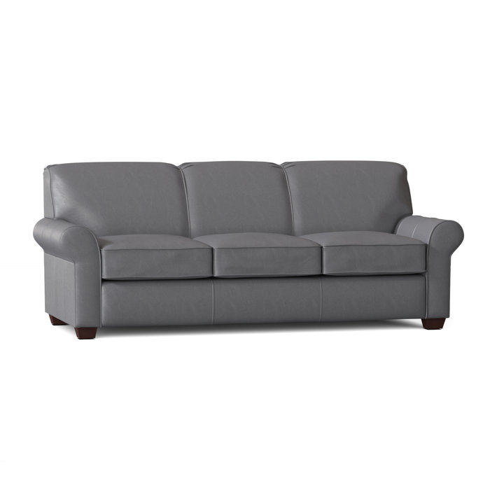 Lark Manor Mojave 81" Genuine Leather Rolled Arm Sofa