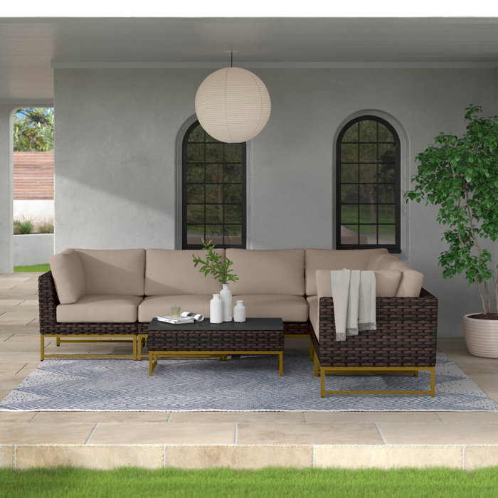 Joss and Main 7 Piece Sectional Seating Group with Cushions